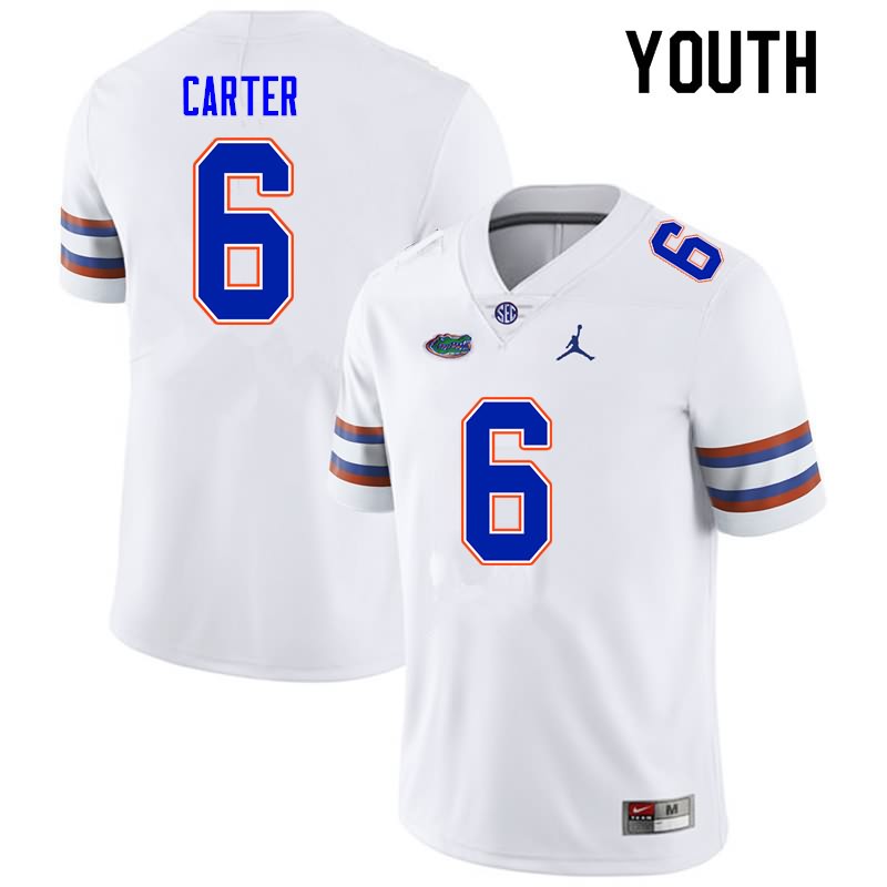 Youth NCAA Florida Gators Zachary Carter #6 Stitched Authentic Nike White College Football Jersey SZQ5665QD